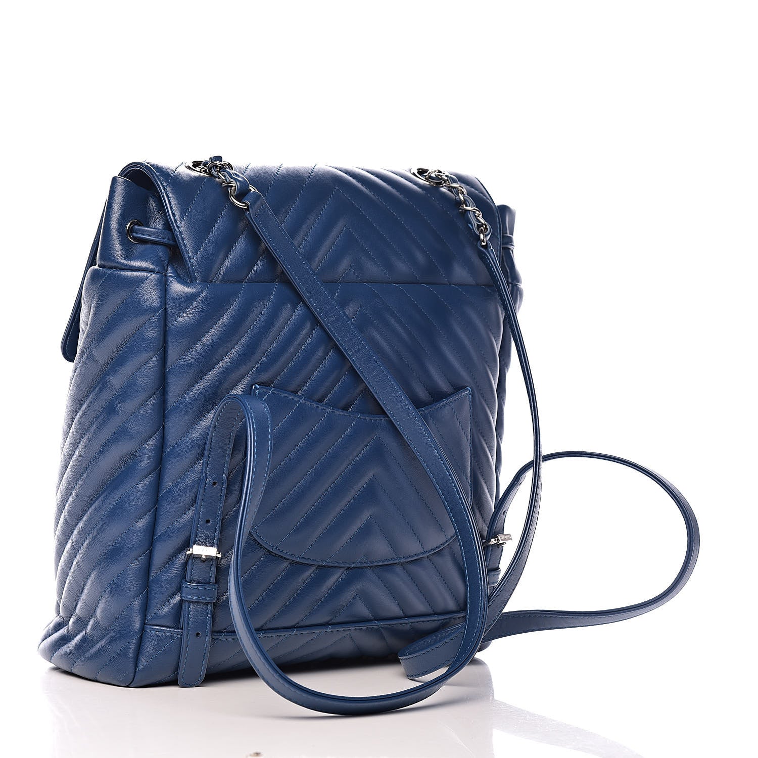Chanel Calfskin Chevron Quilted Large Urban Spirit Backpack Blue 3 of 11