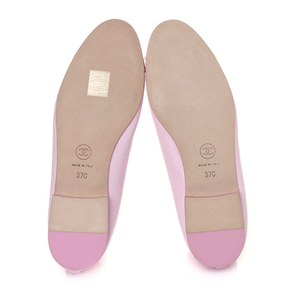 Chanel Lambskin CC Cap Toe Ballerina Flats 37 Pink Light Pink 5 of 8