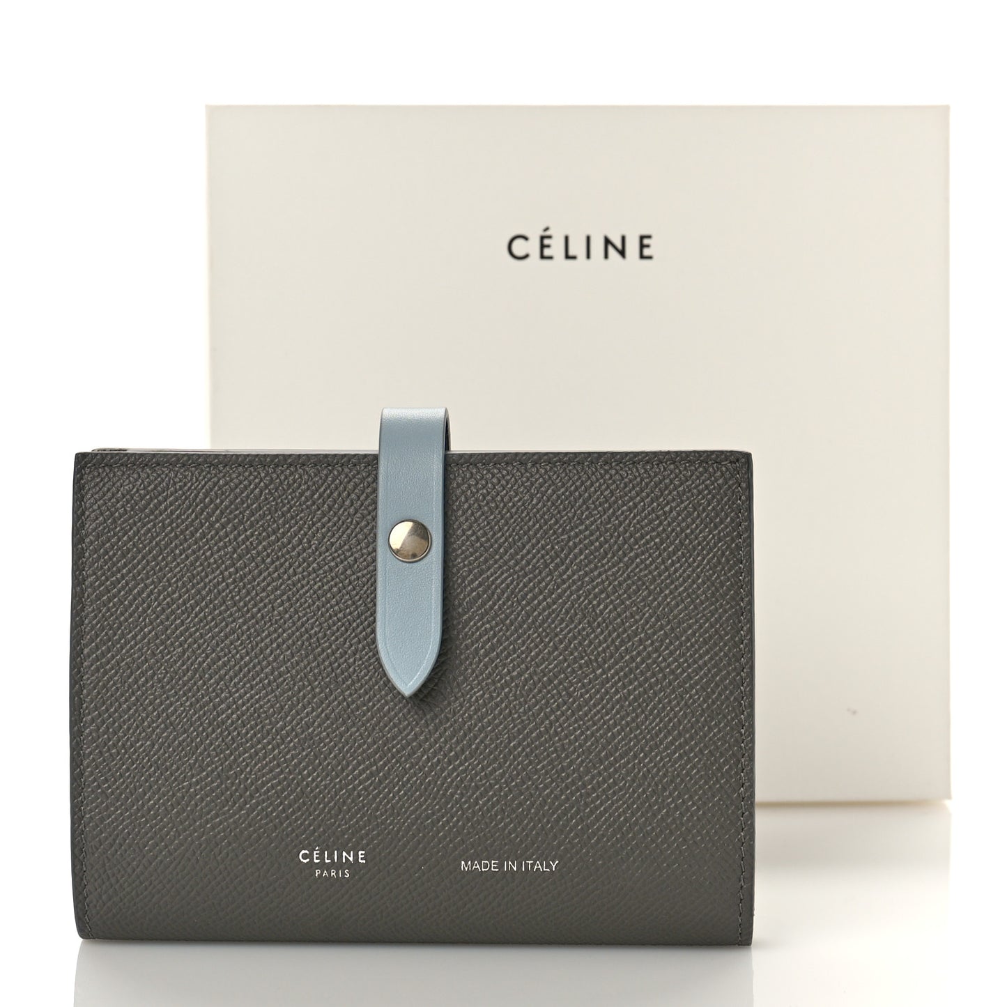 Grained Calfskin Medium Multifunction Strap Wallet Pebble Mineral