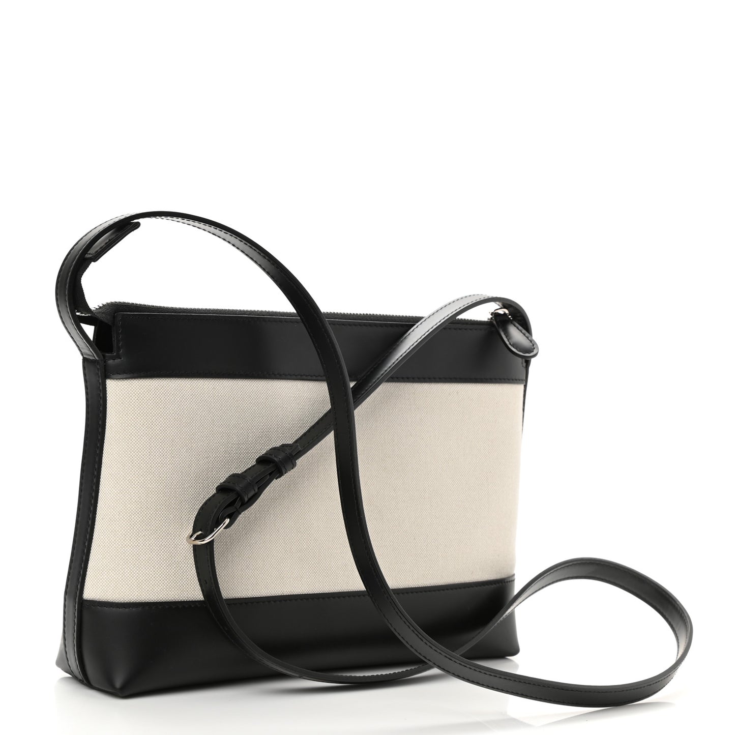 Cotton Canvas Pochette Crossbody Bag Black