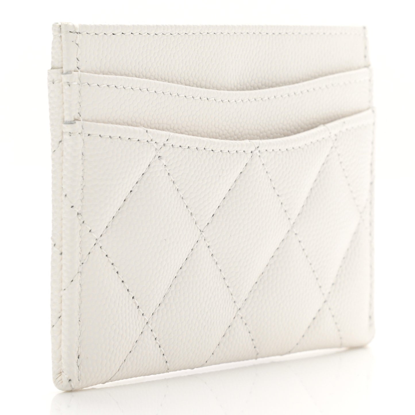 Caviar Quilted Card Holder White