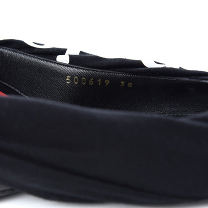 Balenciaga Jersey Crepe Political Campaign Logo Knife Pointed Slingback Flats 38 Black White Rouge 10 of 10