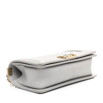 Chanel Caviar Quilted Medium Boy Flap Light Grey 3 of 11
