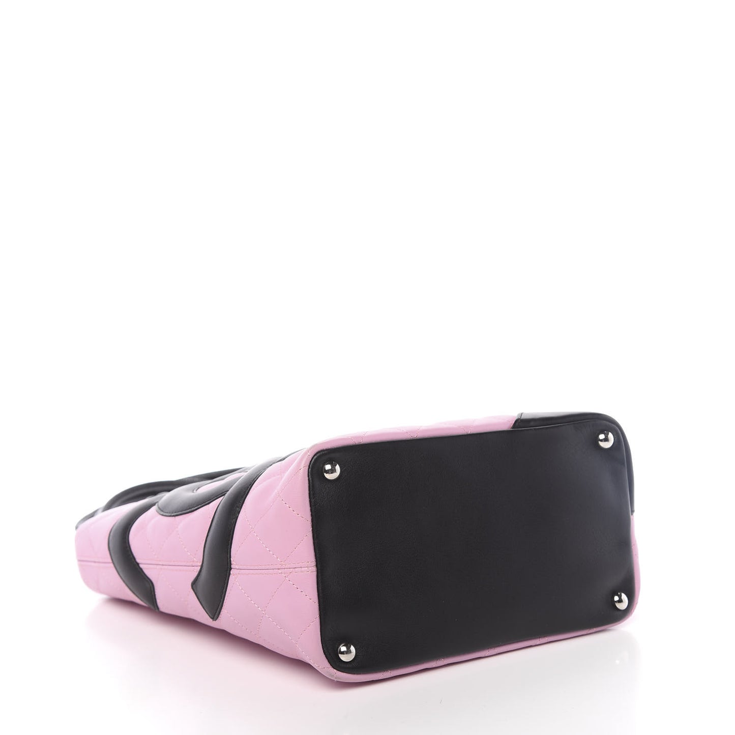 Calfskin Quilted Medium Cambon Tote Pink Black