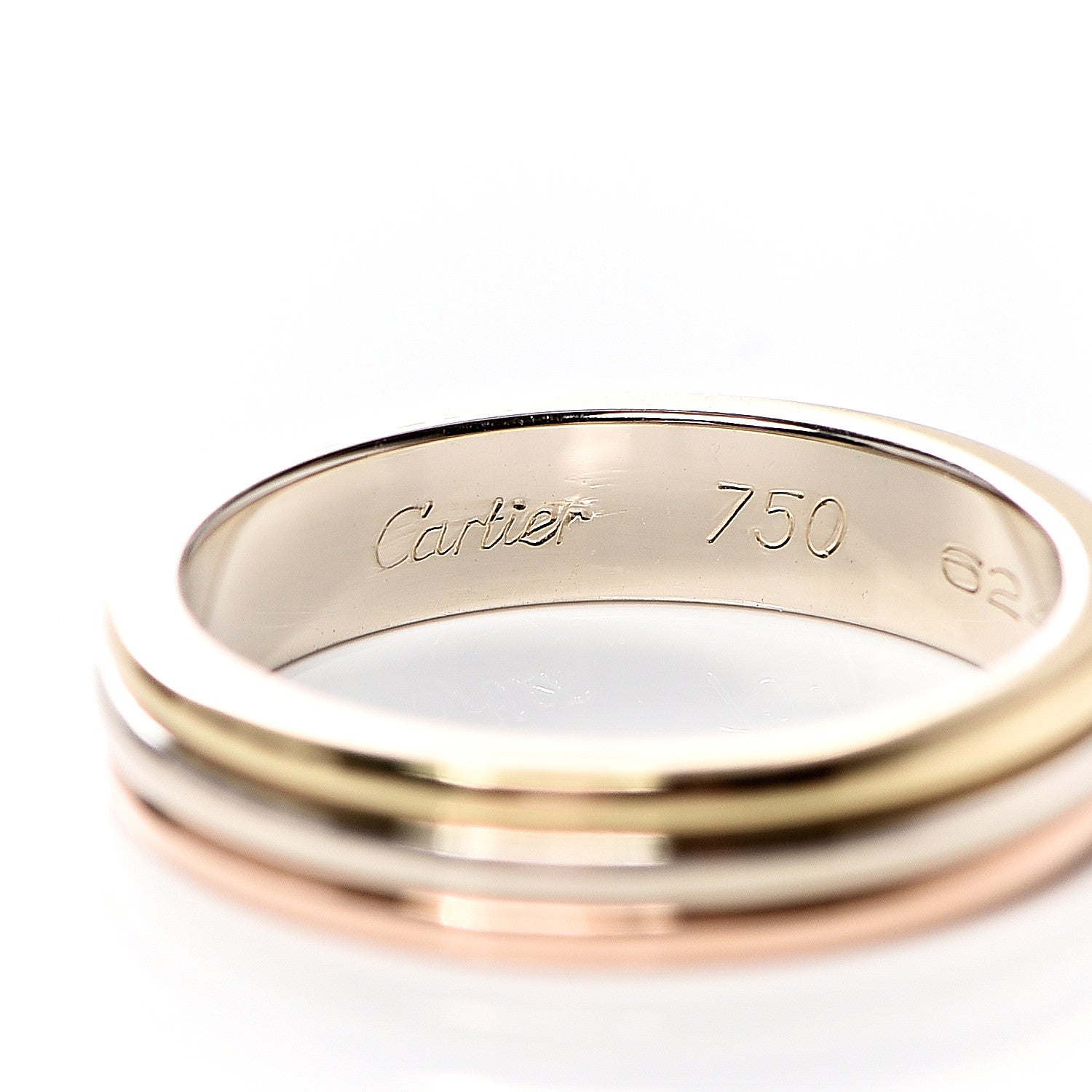 Cartier 18K Pink White Yellow Gold 3.5mm Trinity Wedding Band Ring 49 4.75 5 of 7