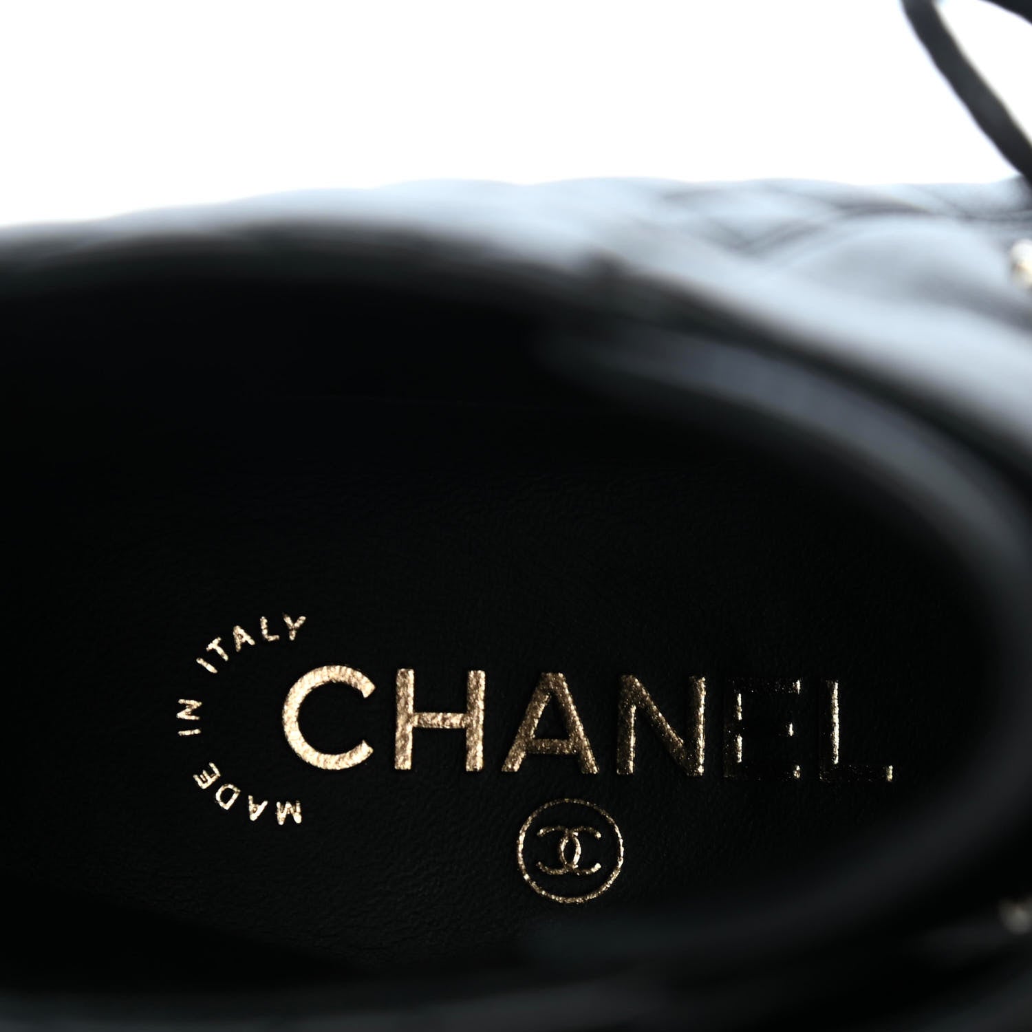 Chanel Shiny Lambskin Quilted Lace Up Combat Boots 38.5 Black 13 of 22