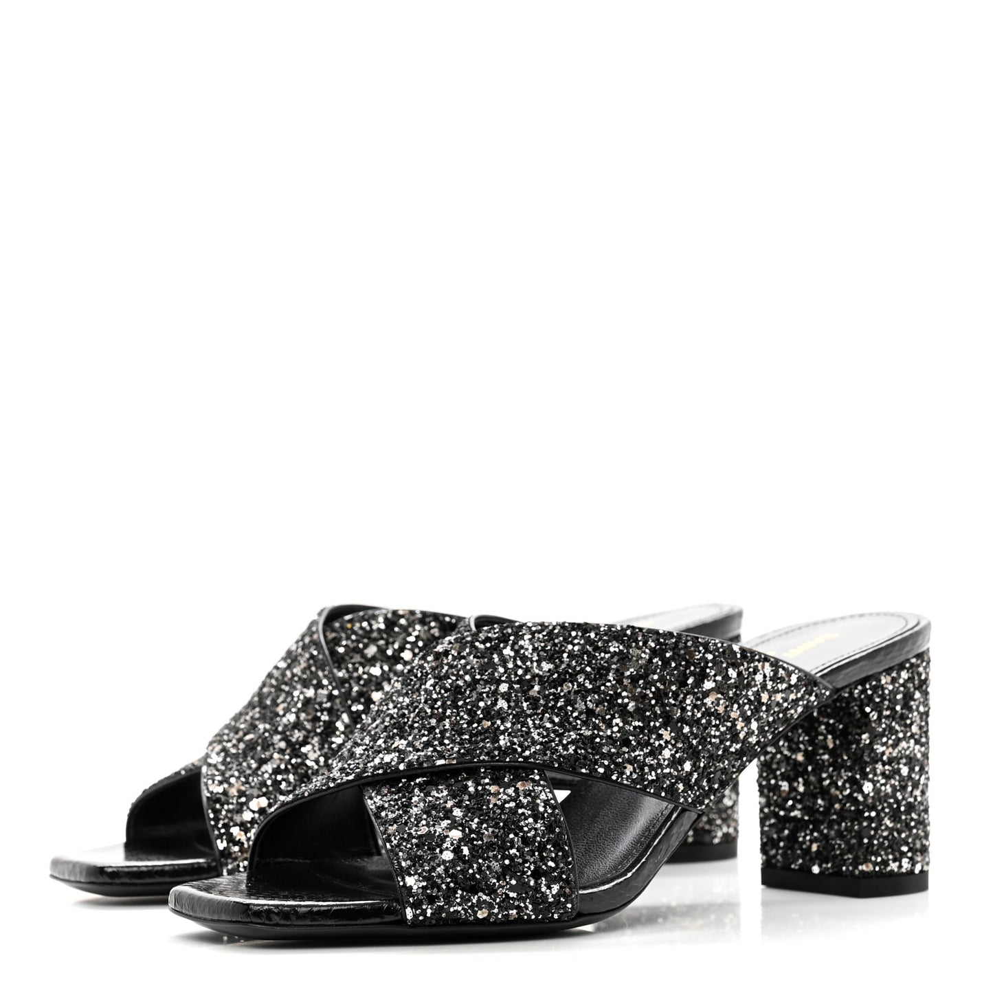 Glitter LouLou 70 Mule Sandals 36 Black