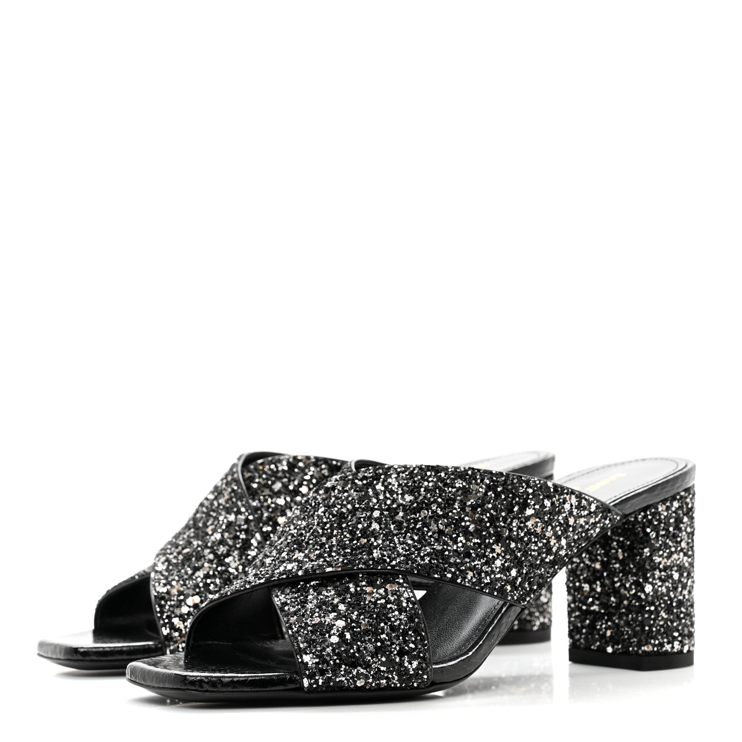 Saint Laurent Glitter LouLou 70 Mule Sandals 36 Black 3 of 9