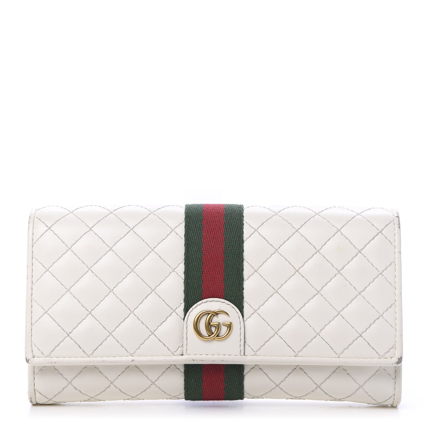 Gucci Calfskin Web Trapuntata GG Continental Wallet Off White 1 of 15