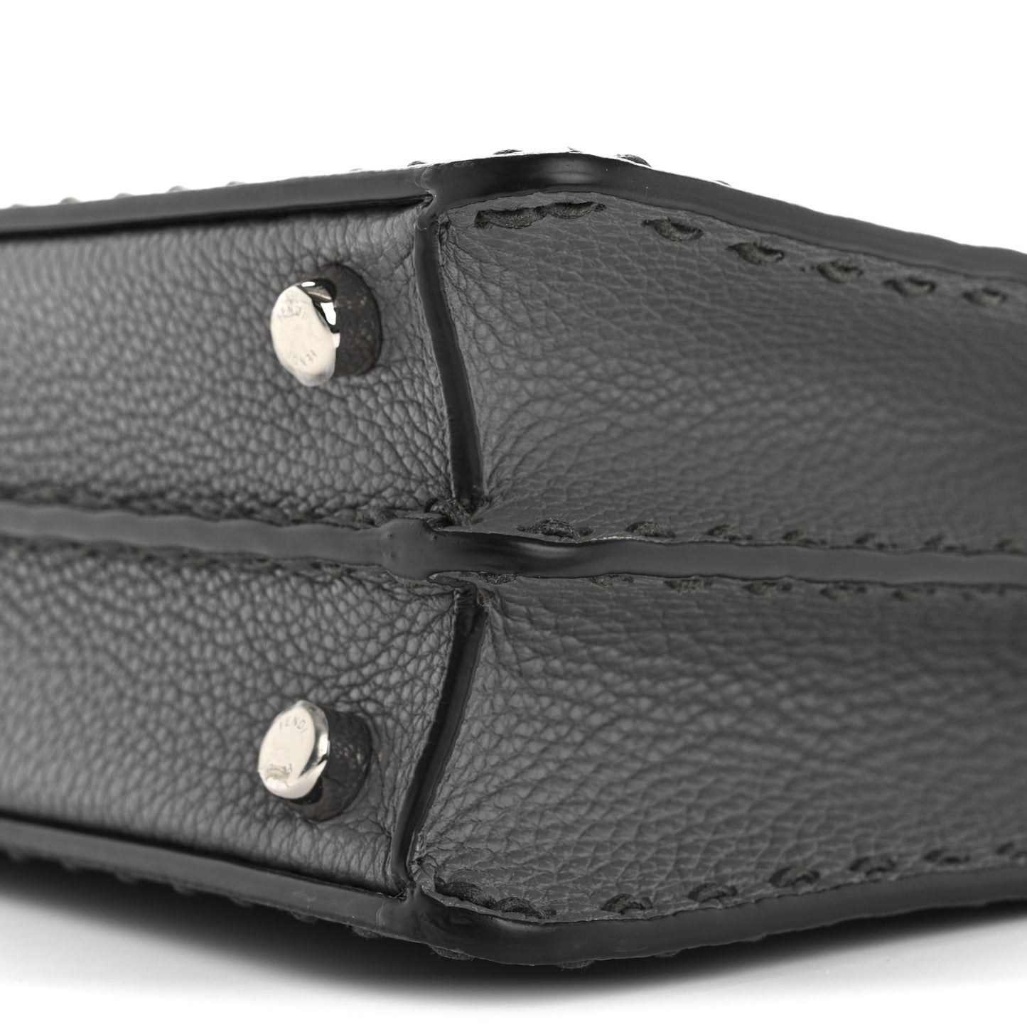 Cuoio Romano Selleria Macro Stitching Mini Peekaboo I SEE U Iconic Satchel Argento
