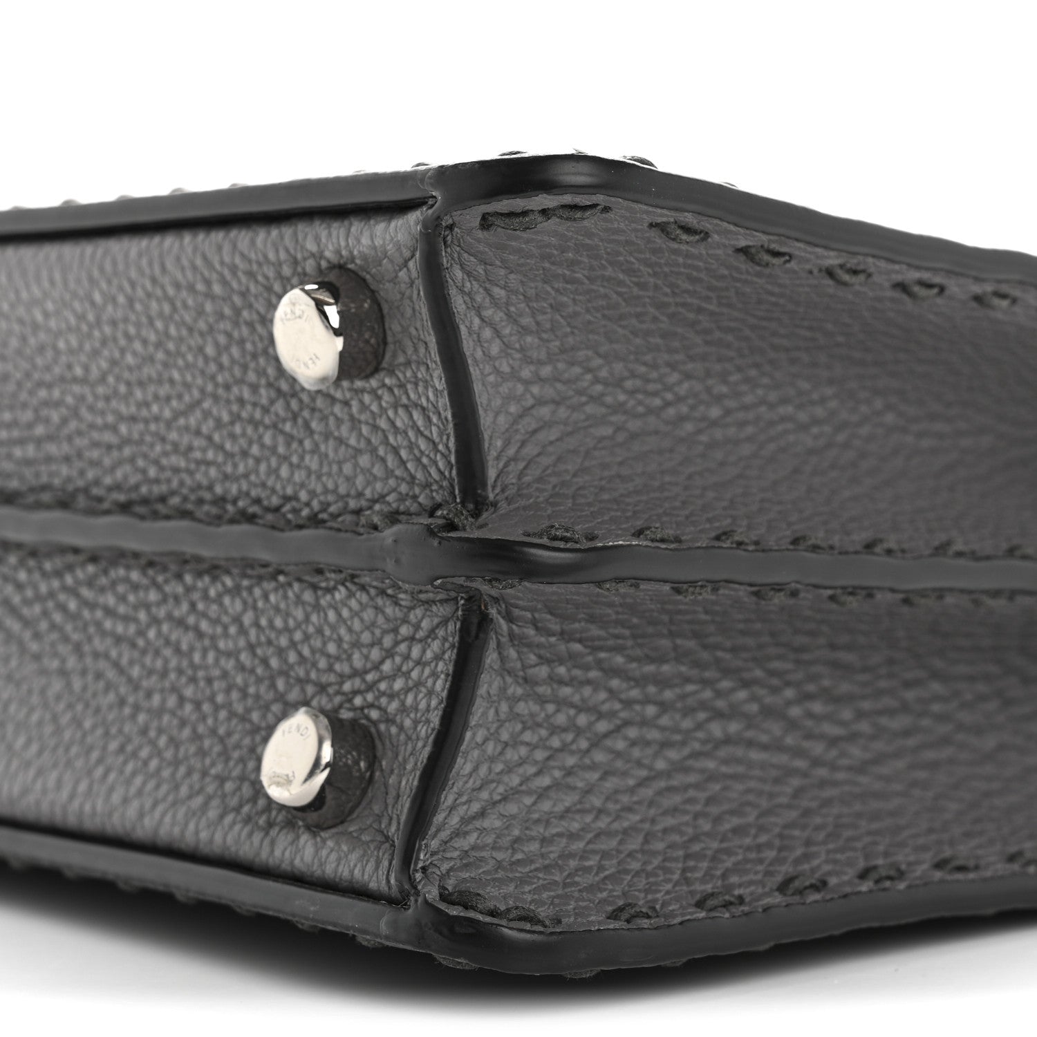 Fendi Cuoio Romano Selleria Macro Stitching Mini Peekaboo I SEE U Iconic Satchel Argento 9 of 11
