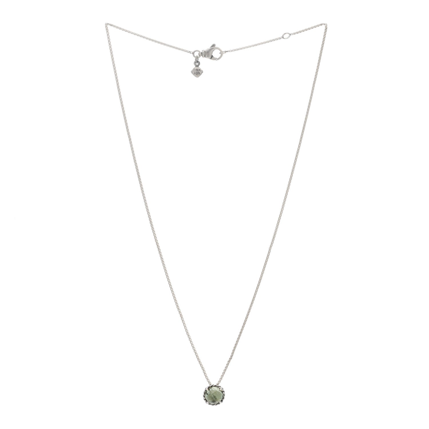 David Yurman Sterling Silver Prasiolite 8mm Chatelaine Pendant Necklace 2 of 3