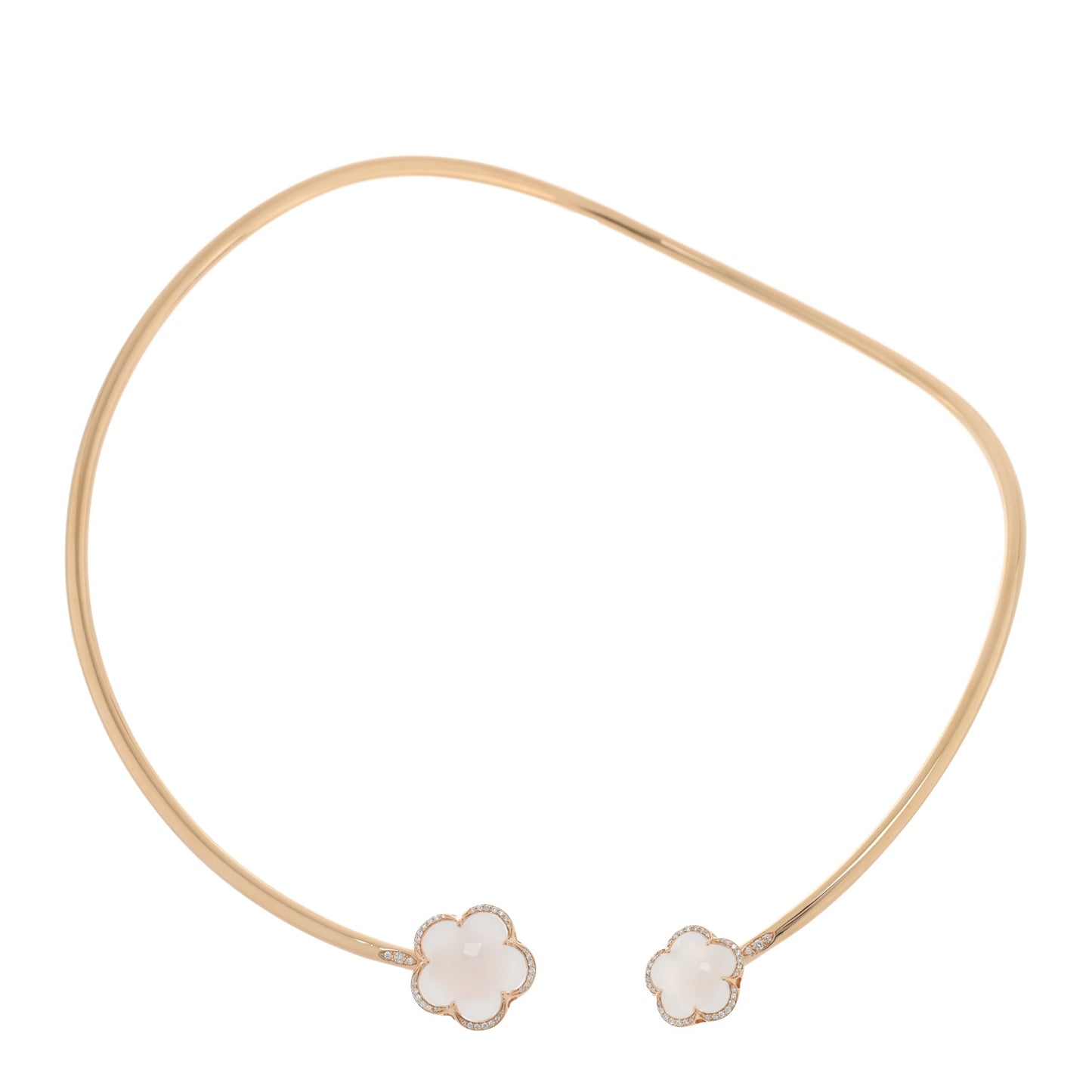 18K Rose Gold Diamond Pink Quartz Collar Necklace