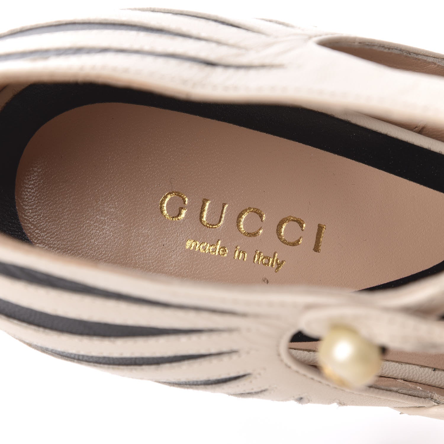 Gucci Malaga Kid Zebra Inlay Lesley Mary Jane Pumps 37.5 Mystic White Black 6 of 8