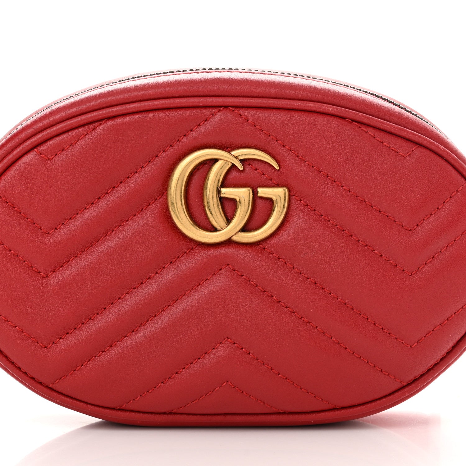 Gucci Calfskin Matelasse GG Marmont Belt Bag 85 34 Hibiscus Red 8 of 12