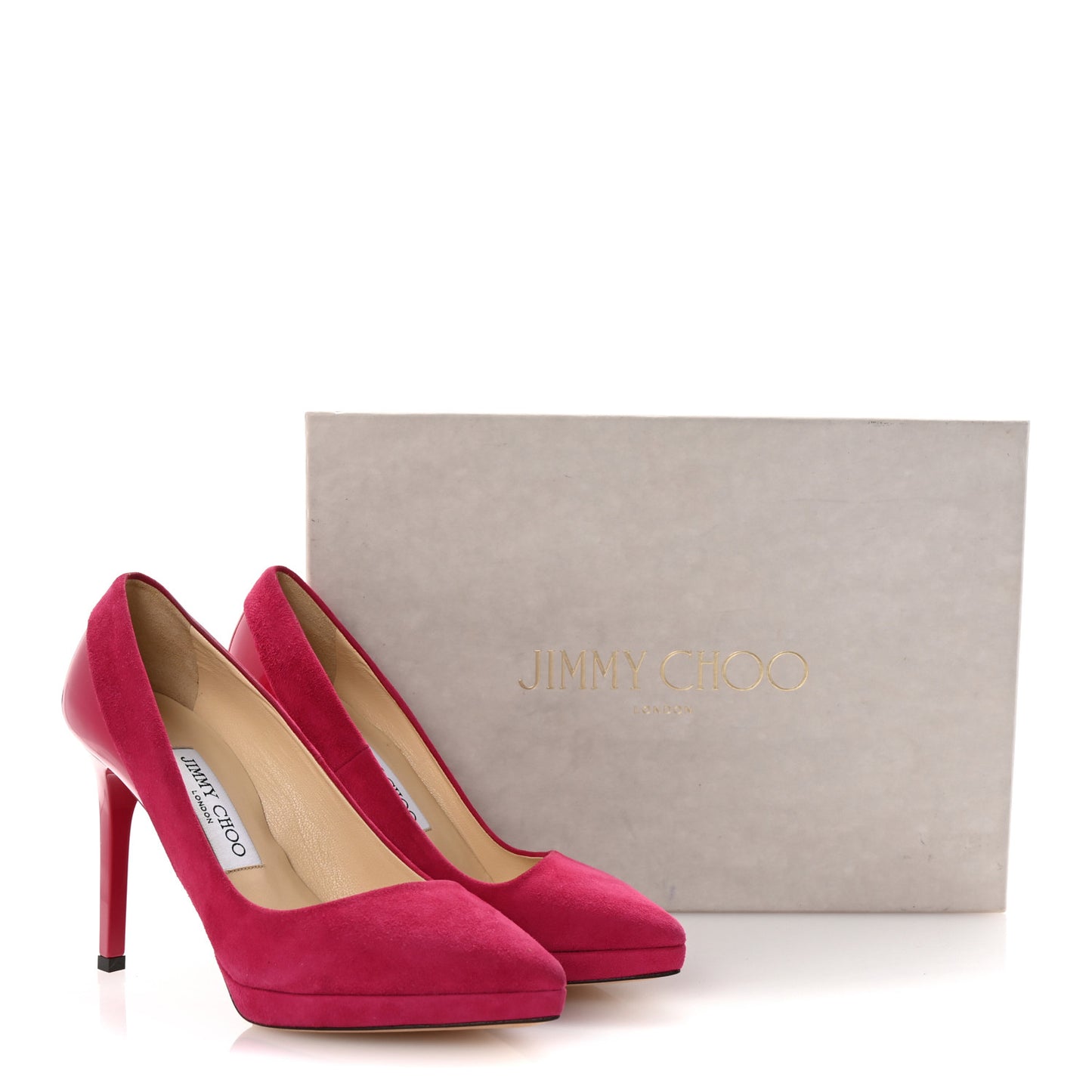 Suede Patent Calfskin Rudy Pumps 35.5 Raspberry