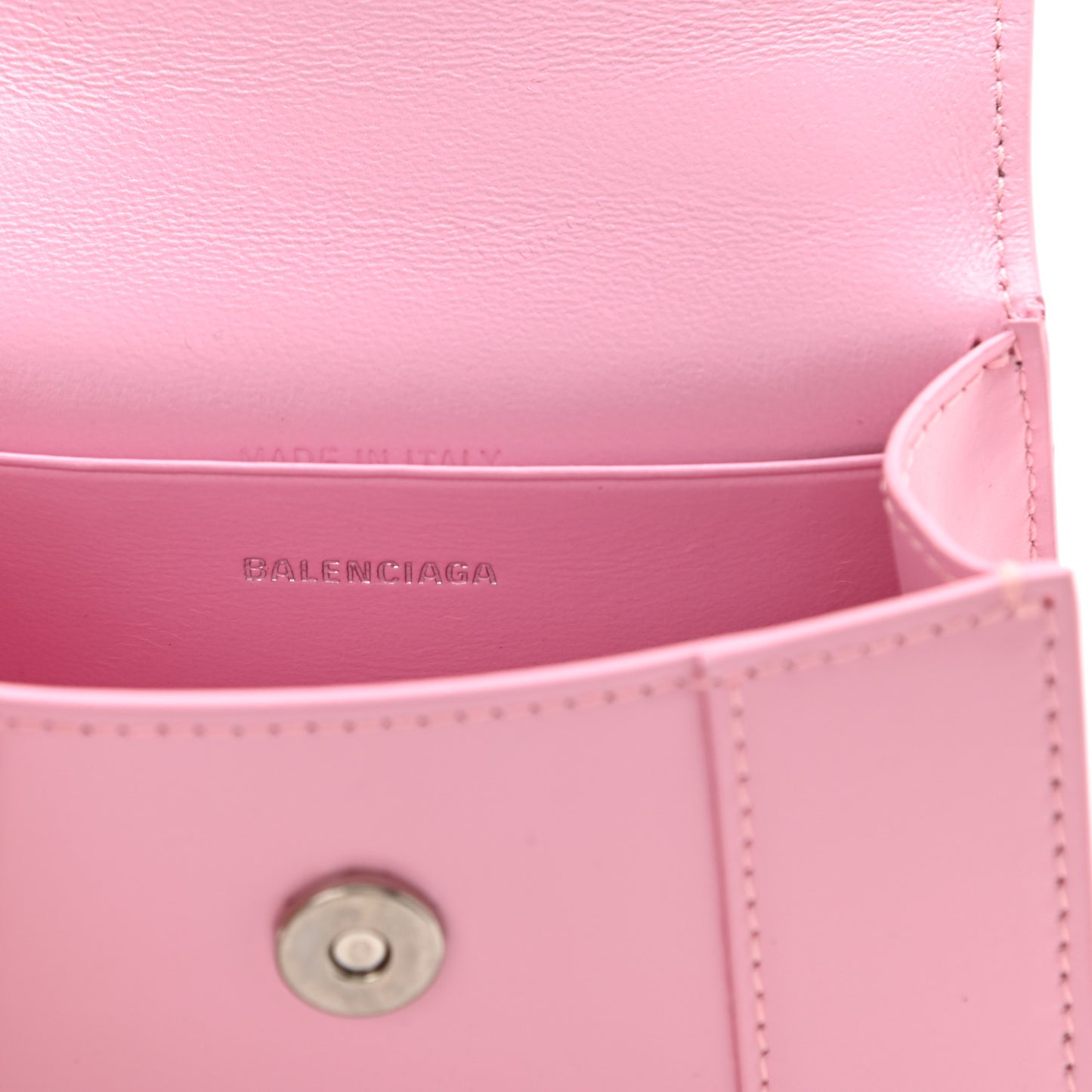 Shiny Box Calfskin Tonal B Hourglass Top Handle Bag Mini with Chain Candy Pink