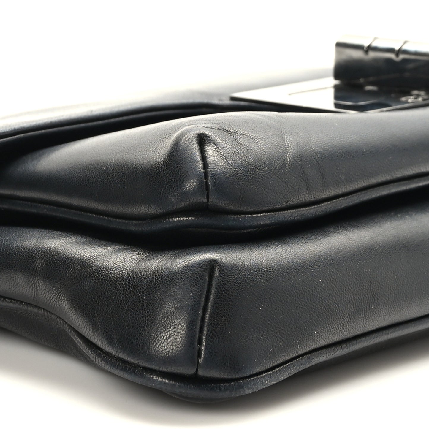 Lambskin Mademoiselle Lock Flap Pochette Black