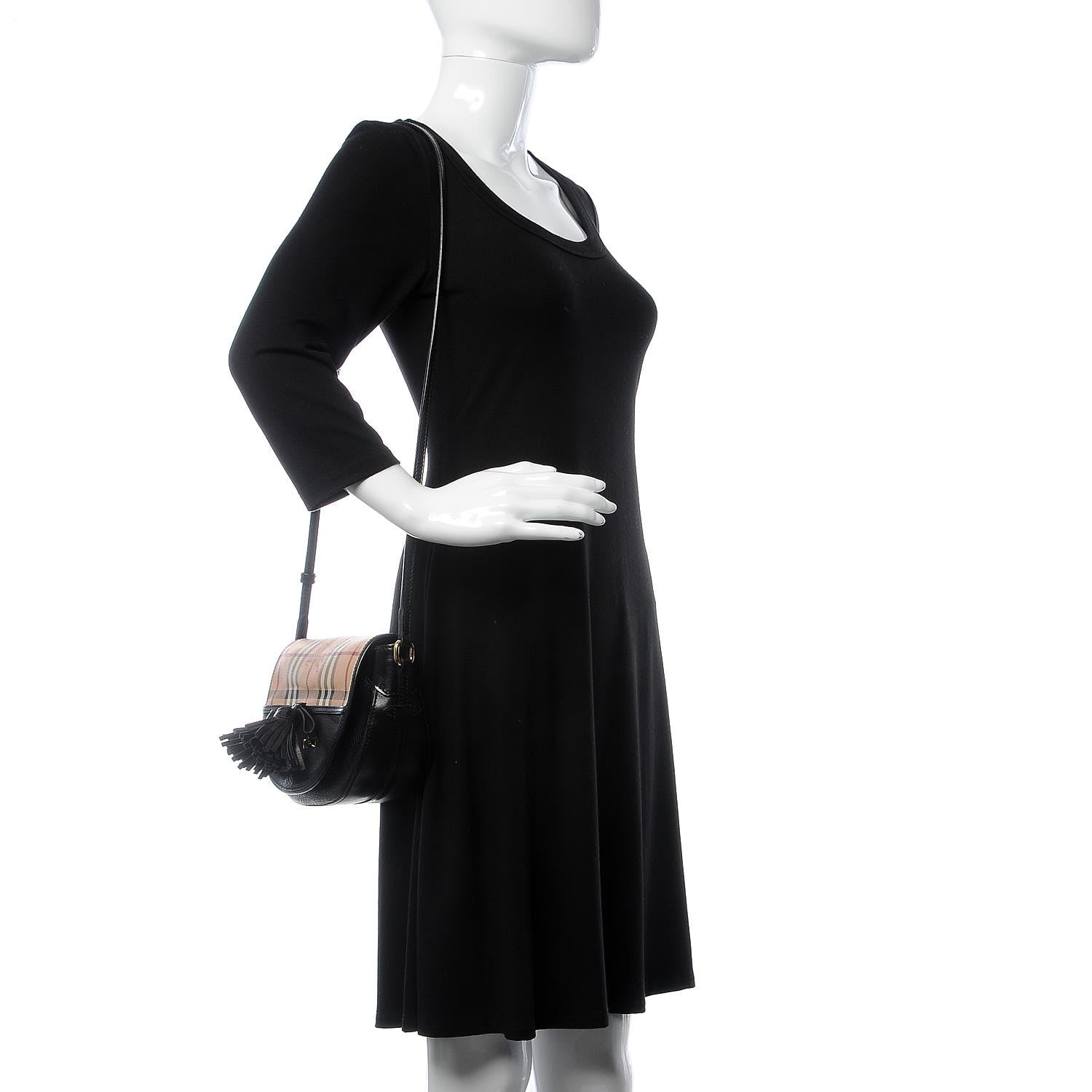 Burberry Haymarket Check Maydown Crossbody Bag Black 2 of 8