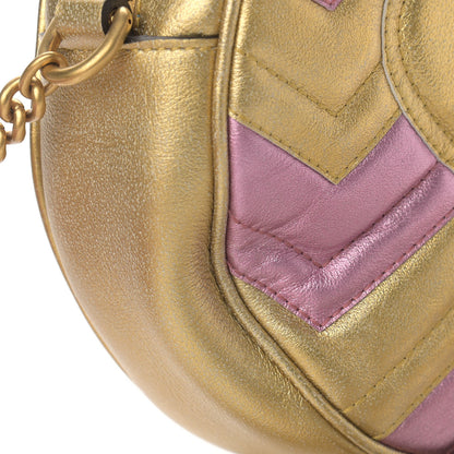 Gucci Metallic Nappa Matelasse Heart Mini GG Marmont Round Shoulder Bag Oro Vecchio Rosa 12 of 12