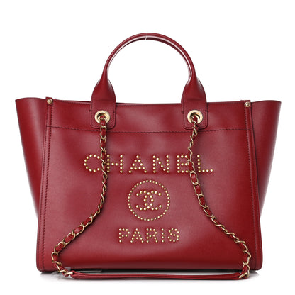 Chanel Caviar Small Studded Deauville Tote Burgundy 1 of 4