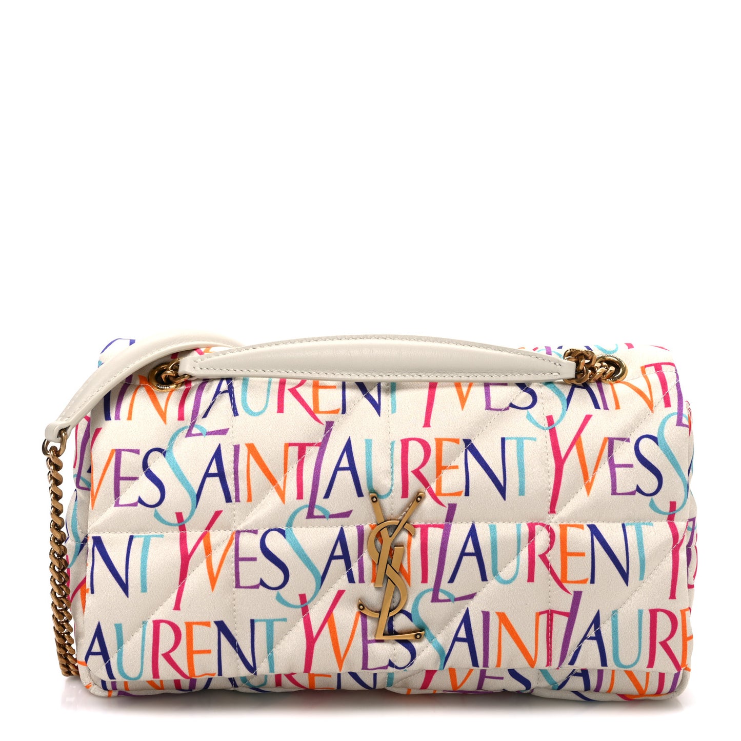 Silk Carre Rive Gauche Print Patchwork Monogram Medium Jamie Multicolor White
