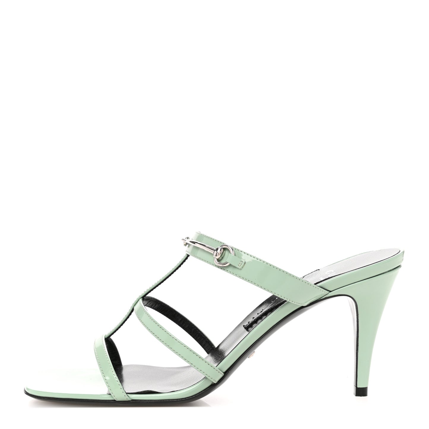 Regent Calfskin Horsebit Mid Heel Sandals 40 Mystic White 39.5 Pacific Green