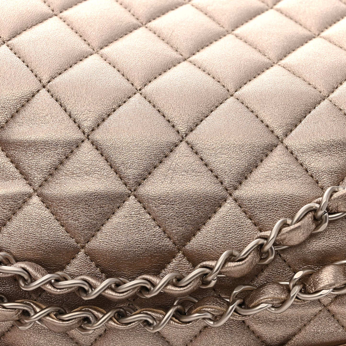 Metallic Lambskin Quilted Medium Double Flap Gold