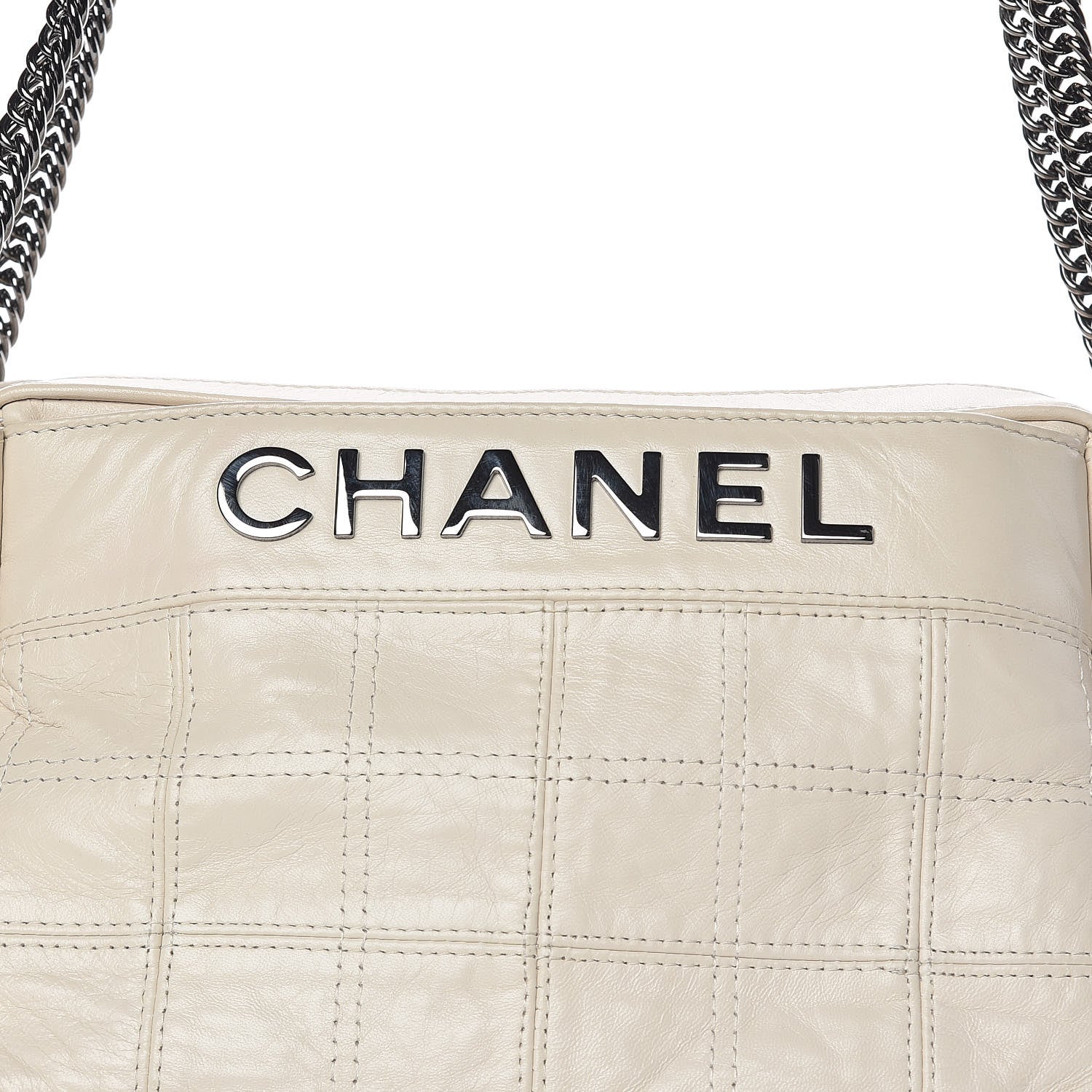 Chanel Lambskin Square Stitched Lax Accordion Hobo White 10 of 11