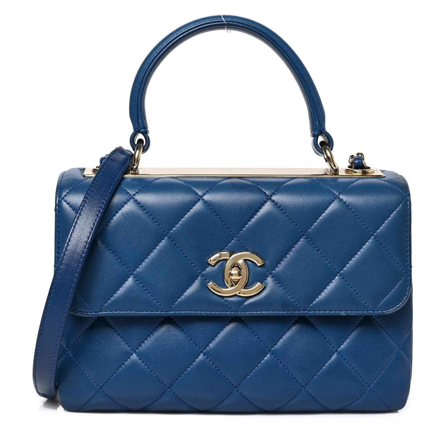 Chanel Lambskin Quilted Small Trendy CC Flap Dual Handle Bag Blue 1 of 8