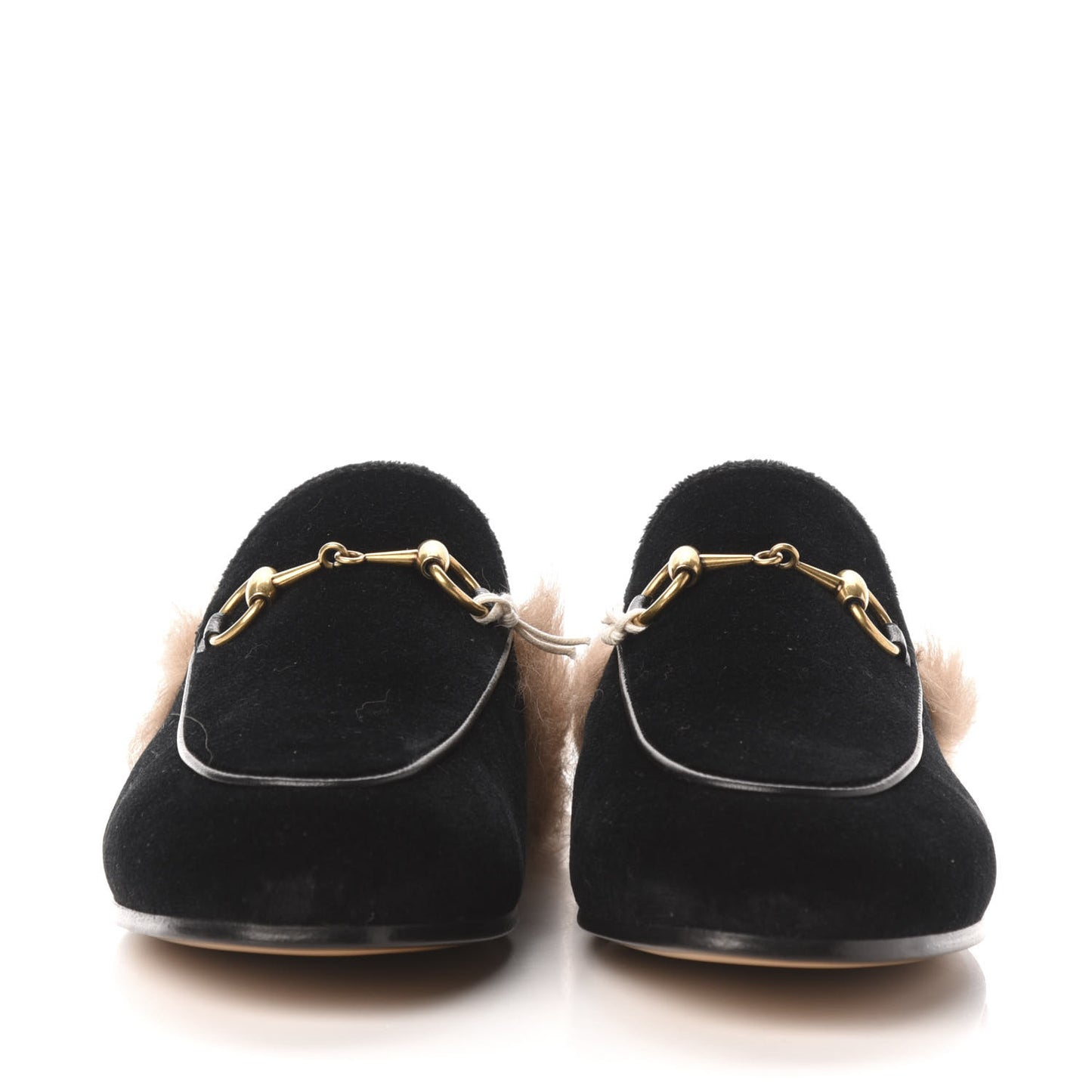 Velvet Fur Womens Princetown Slippers 35.5 Black