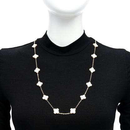 Van Cleef & Arpels 18K Yellow Gold Mother of Pearl 20 Motifs Vintage Alhambra Necklace 2 of 5