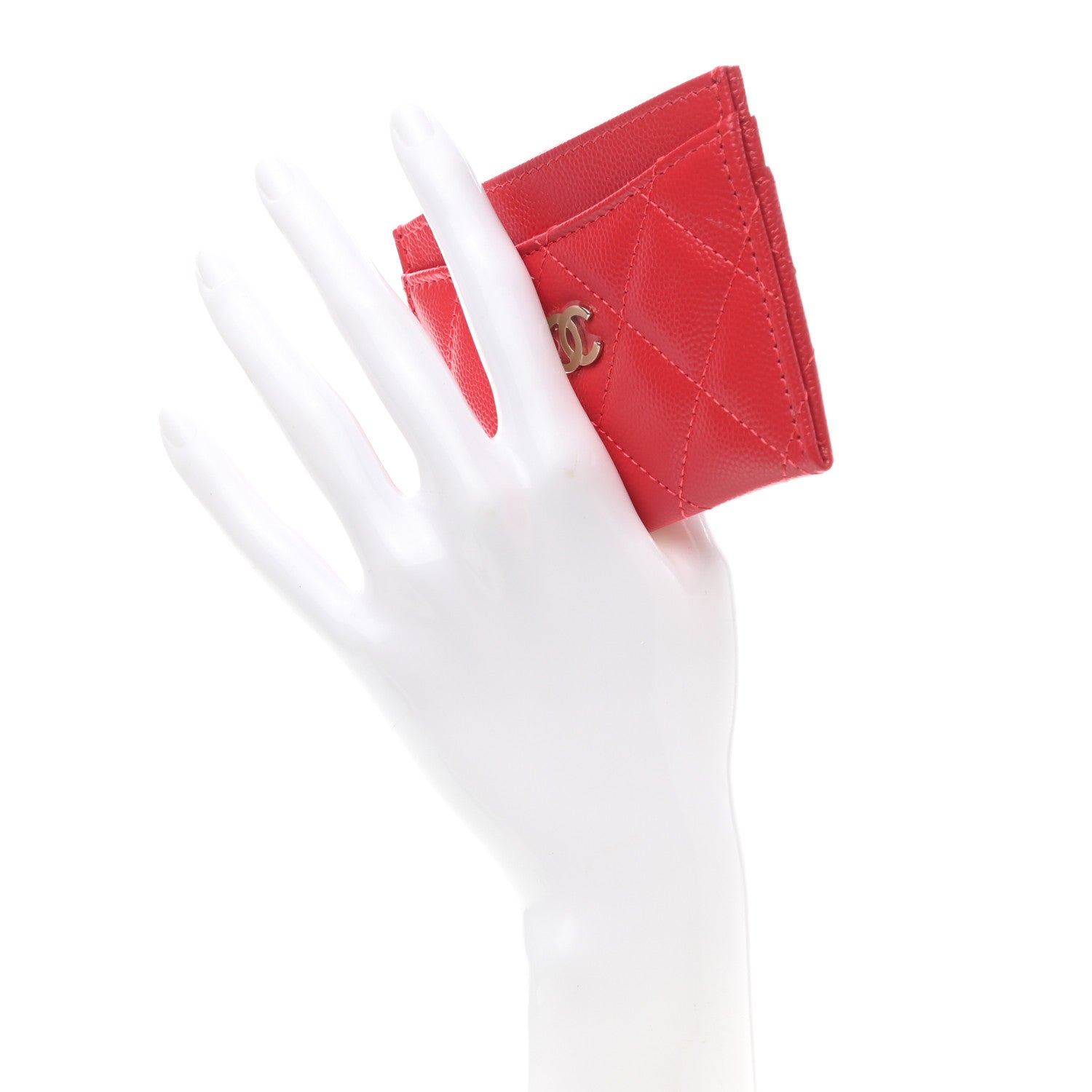 Chanel Caviar Quilted Card Holder Red 2 of 9