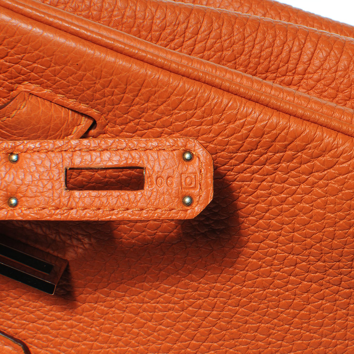 Hermes Taurillon Clemence Birkin 35 Orange 6 of 7