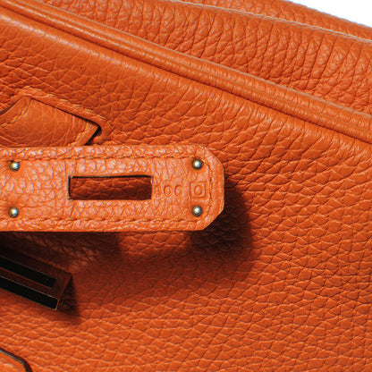 Hermes Taurillon Clemence Birkin 35 Orange 6 of 7