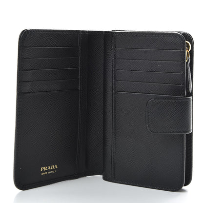 Prada Saffiano Metal Compact Wallet Black 6 of 8