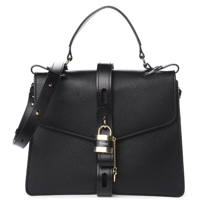 Chloe Grained Deerskin Shiny Calfskin Large Aby Day Shoulder Bag Black 1 of 15