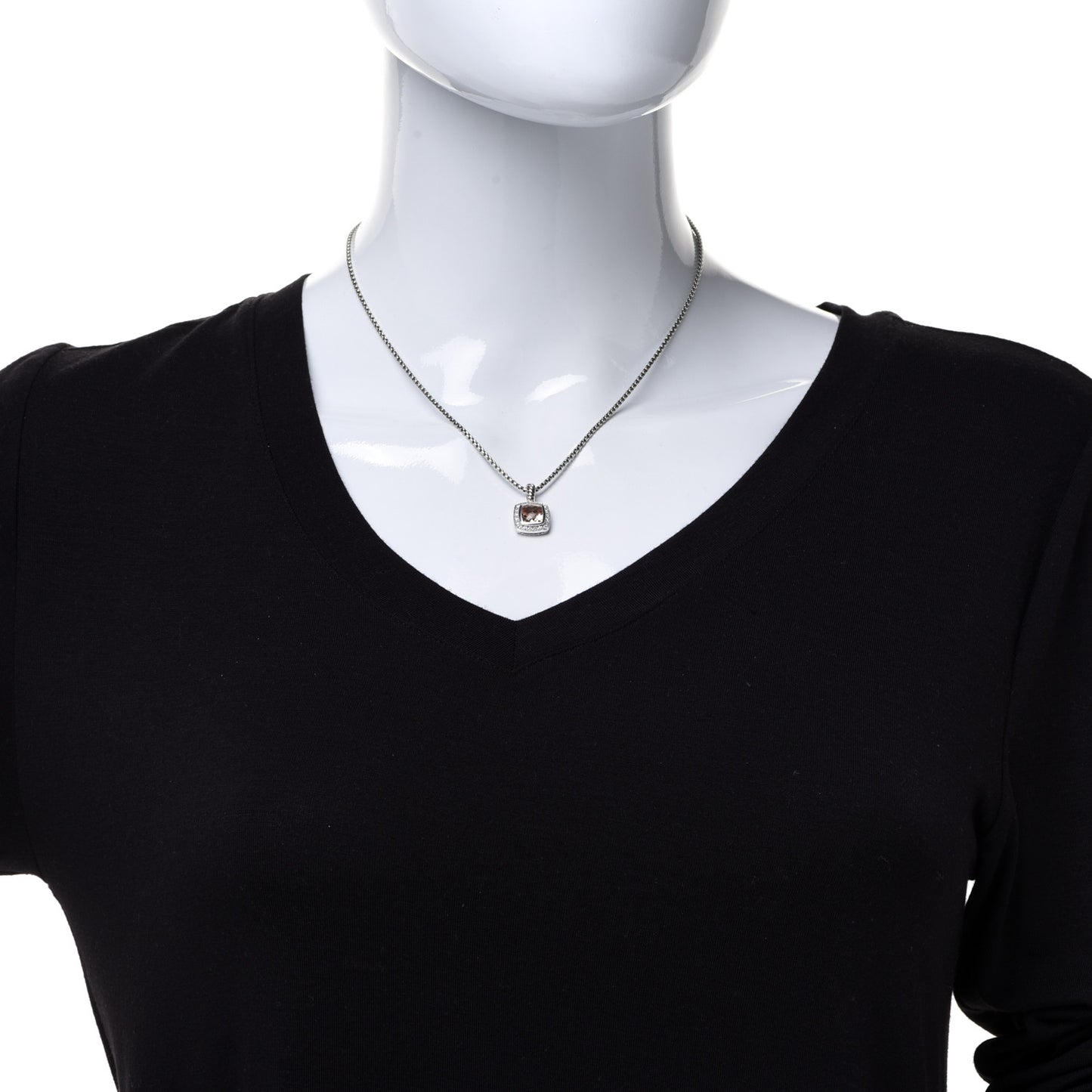 Sterling Silver Diamond Morganite 7mm Petite Albion Pendant Necklace