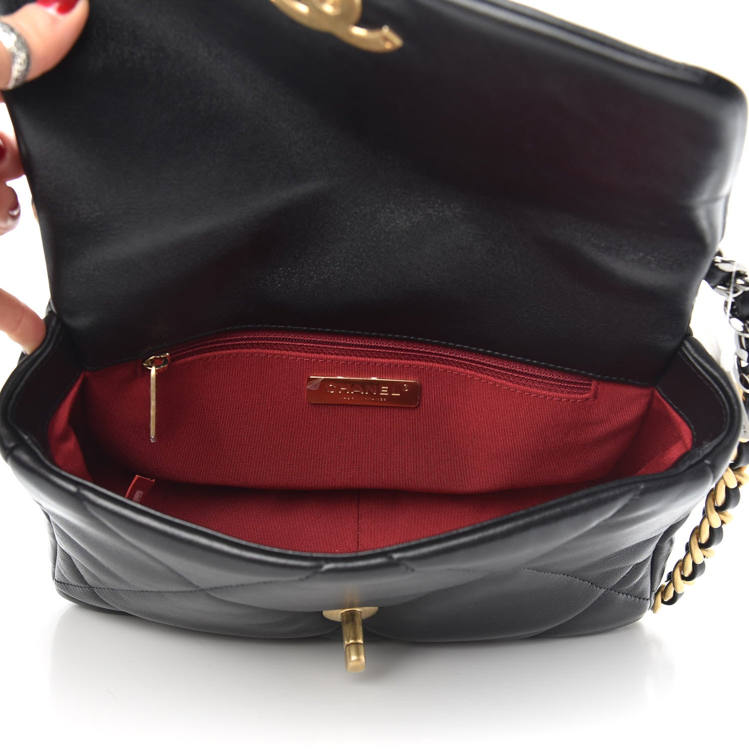 Chanel Lambskin Quilted Medium Chanel 19 Flap Black 4 of 10