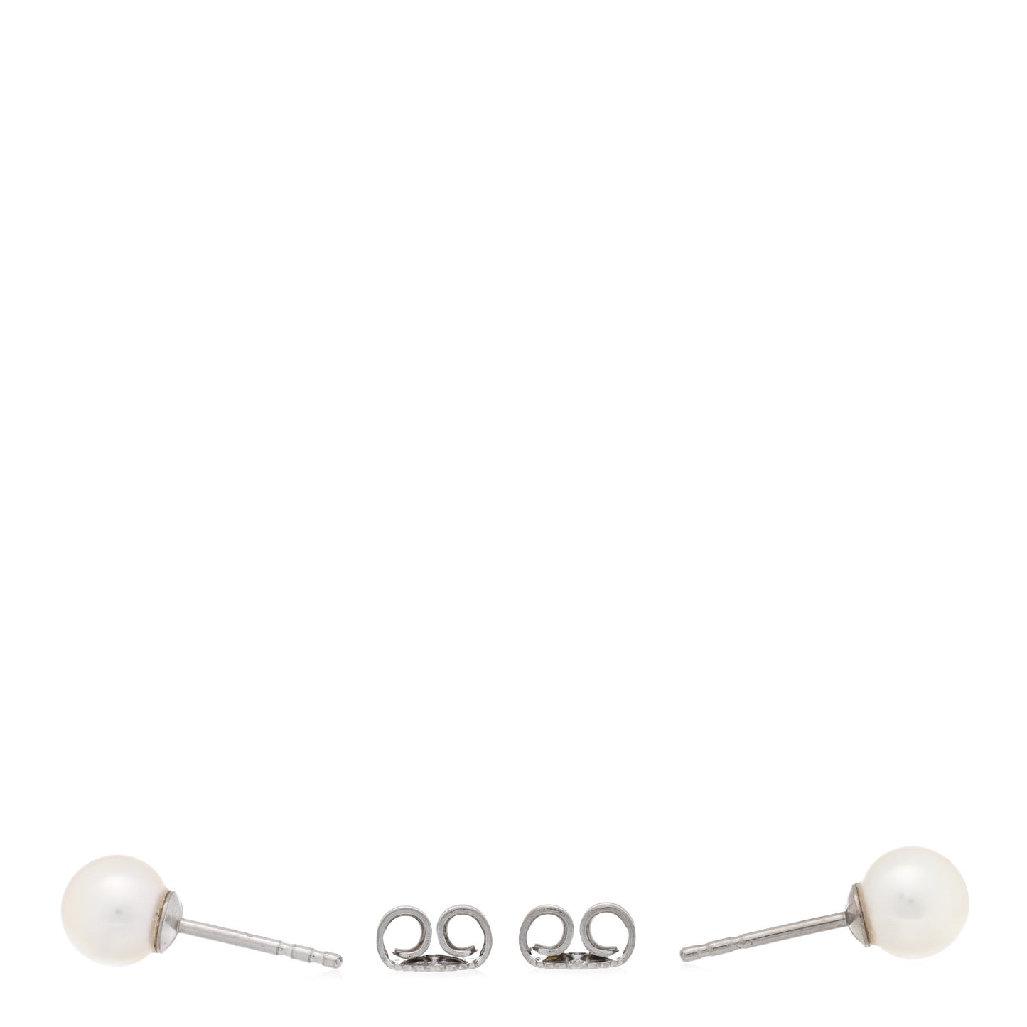 18K White Gold Akoya Cultured Pearl 6-6.5mm Stud Earrings