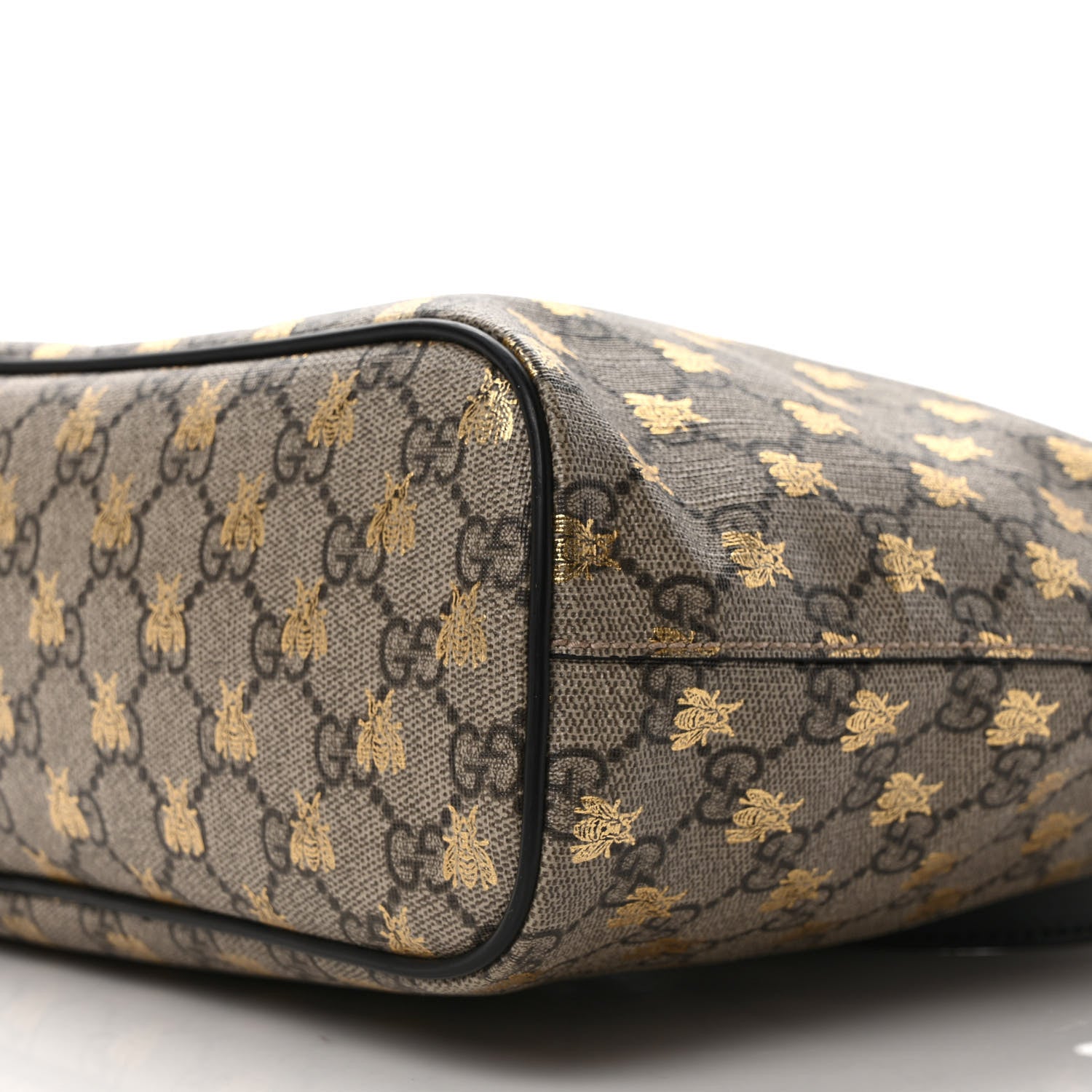 Gucci Soft GG Supreme Monogram Bees Small Crossbody Tote Beige Oro Black 8 of 10