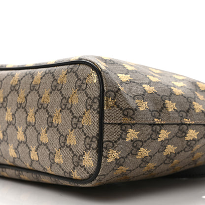 Gucci Soft GG Supreme Monogram Bees Small Crossbody Tote Beige Oro Black 8 of 10