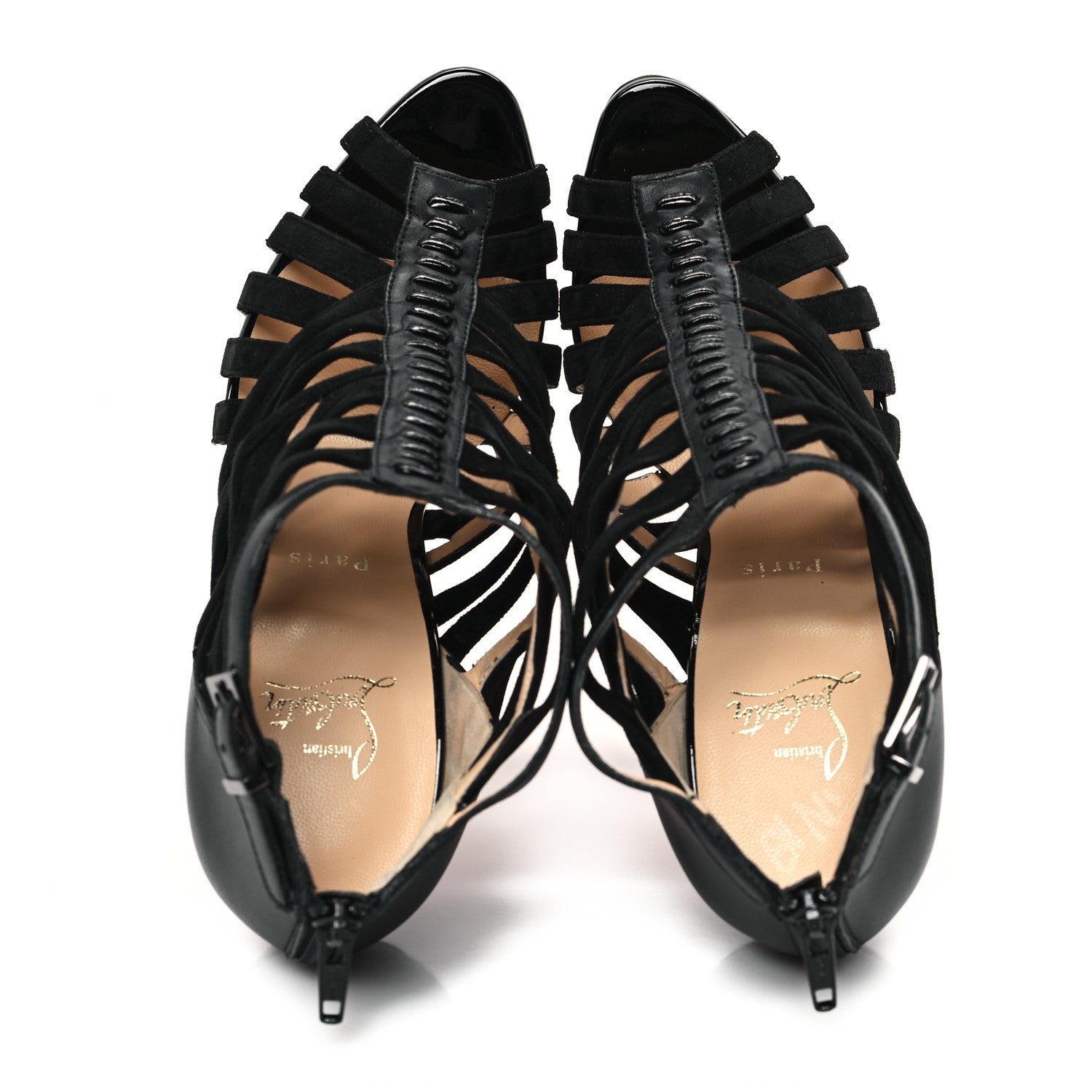 Christian Louboutin Suede Calfskin Patent Karina 120 Booties 39.5 Black 2 of 10