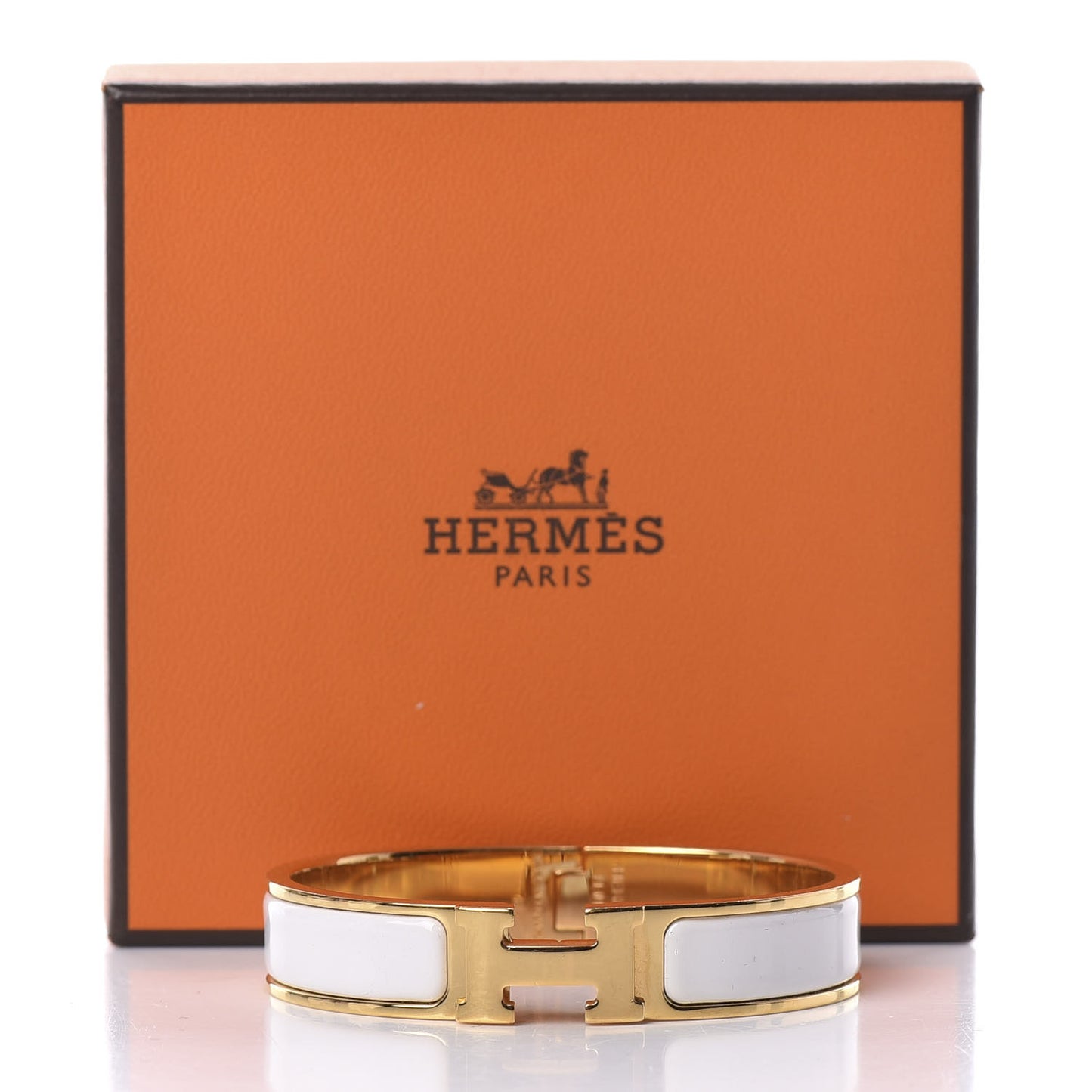 Enamel Narrow Clic Clac H Bracelet PM White