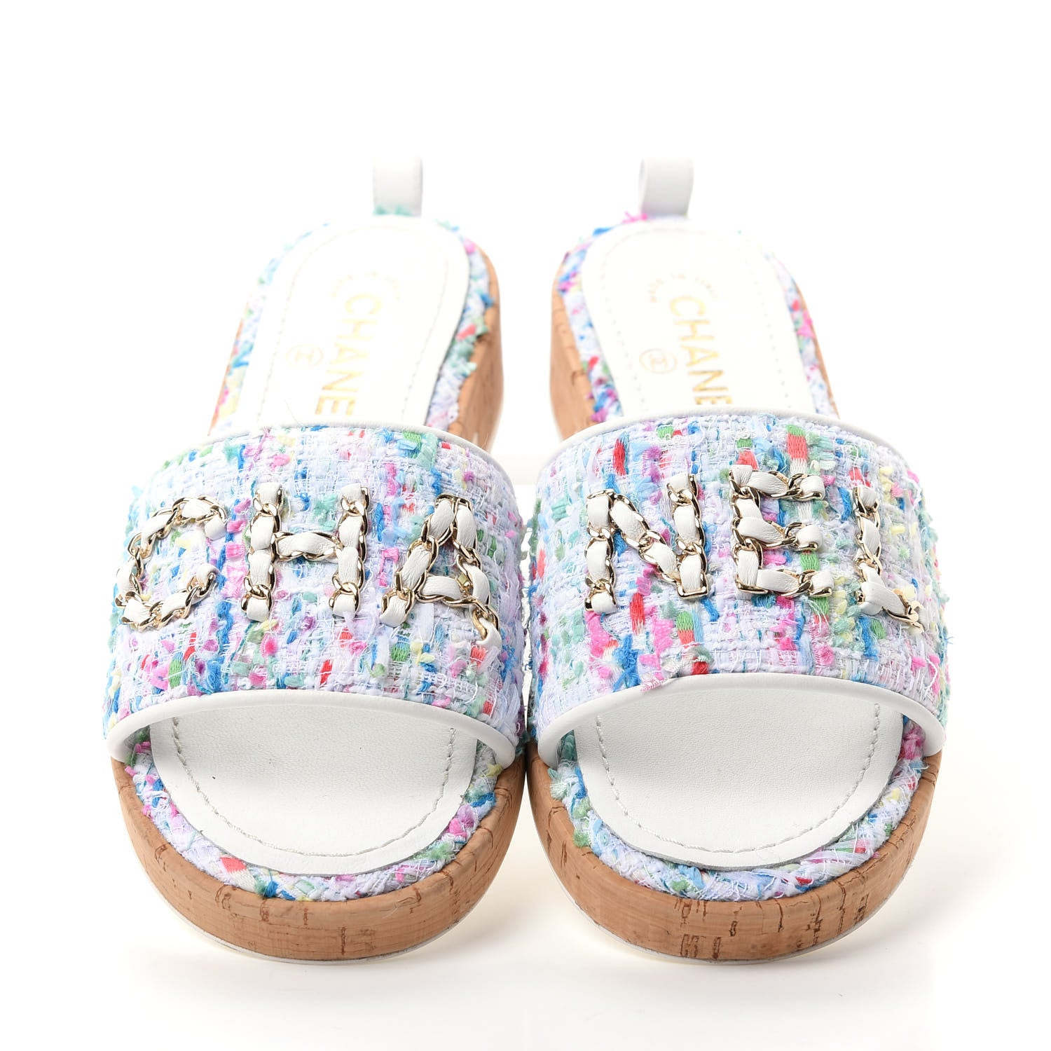 Chanel Tweed Logo Mules 37.5 Multicolor 5 of 10