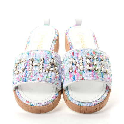 Chanel Tweed Logo Mules 37.5 Multicolor 5 of 10