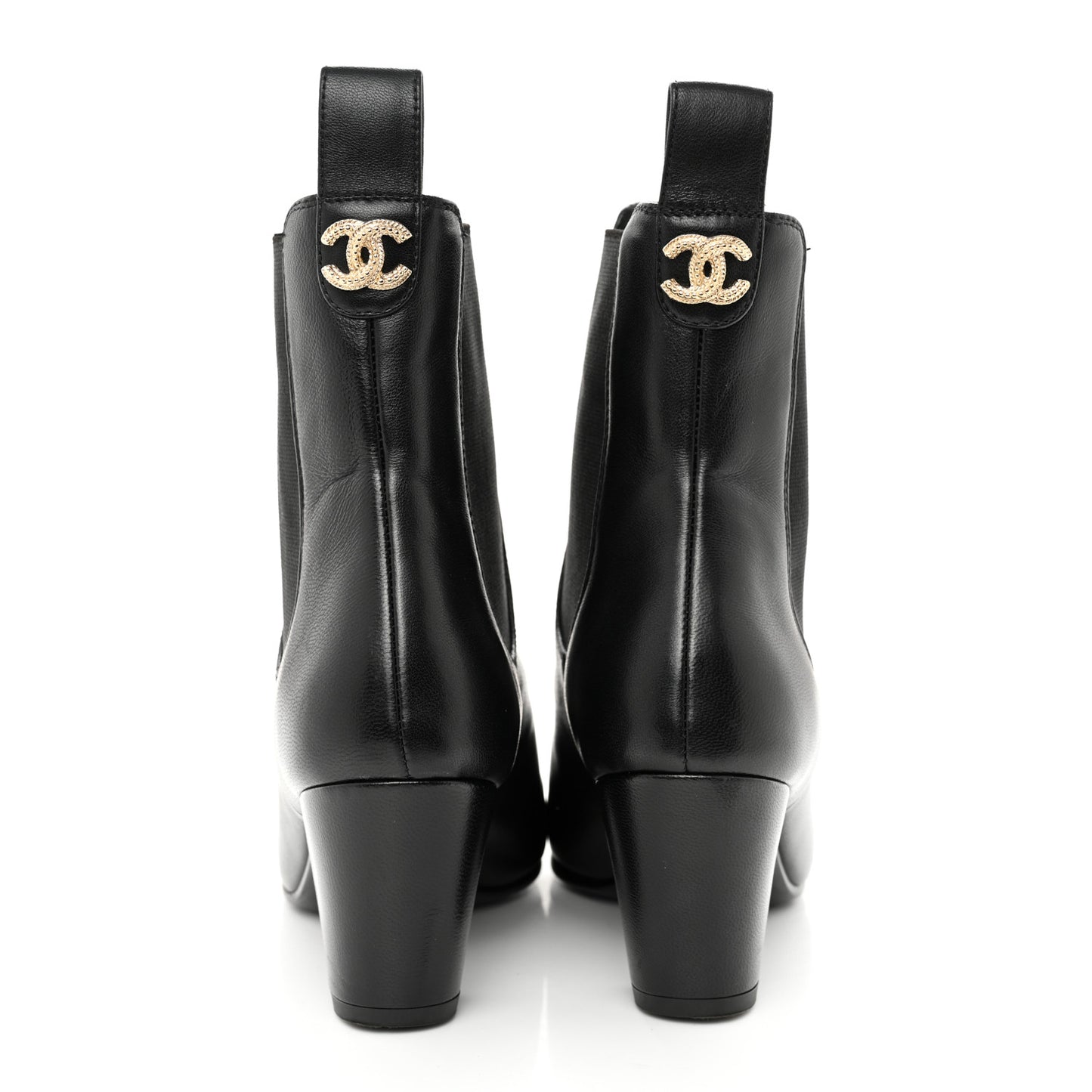 Lambskin Cap Toe CC Short Ankle Boots 36 Black