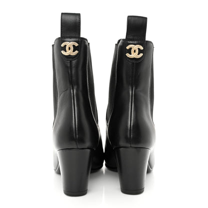 Chanel Lambskin Cap Toe CC Short Ankle Boots 36 Black 5 of 12