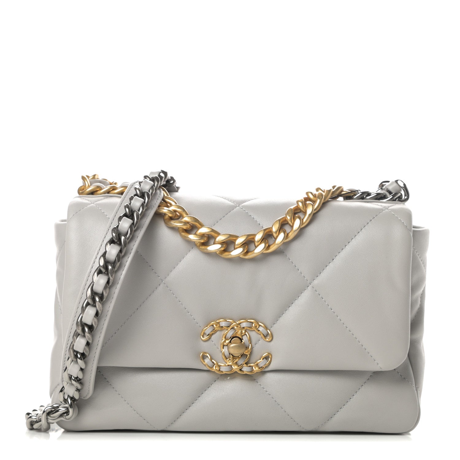 Chanel Goatskin Quilted Medium Chanel 19 Flap Grey 1 of 10