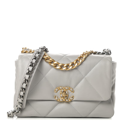 Chanel Goatskin Quilted Medium Chanel 19 Flap Grey 1 of 10